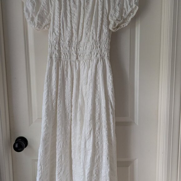 MADEWELL Lighthouse White Sophia Midi Seersucker Dress NEW $128 Pockets Womens M - Picture 15 of 16